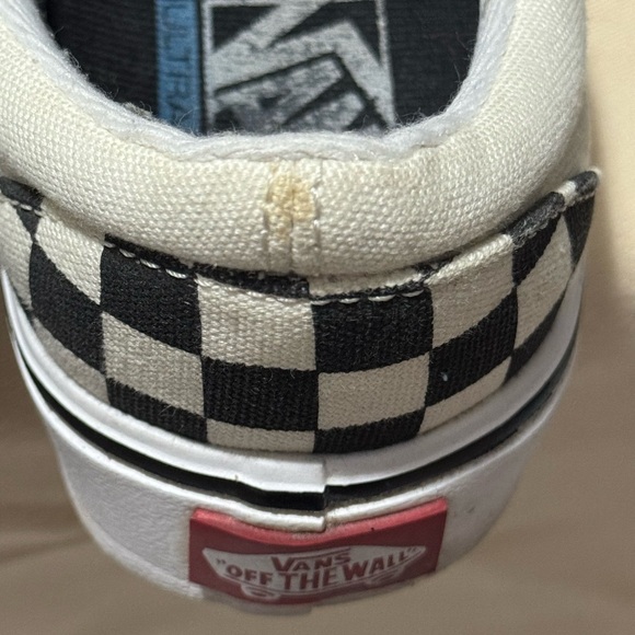Vans Black and White Checkered Slip-Ons with Red Heart and Gold Studs - Picture 7 of 8